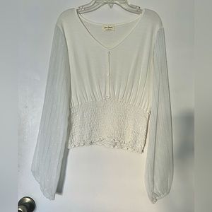 Cream balloon sleeve top